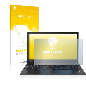 Parte frontale di una confezione del prodotto con il logo del marchio upscreen. Accanto è raffigurato il dispositivo Lenovo Th