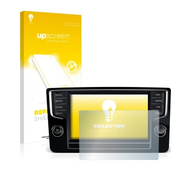 Parte frontale di una confezione del prodotto con il logo del marchio upscreen. Accanto è raffigurato il dispositivo Volkswage