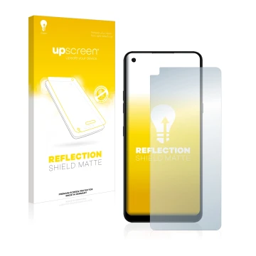 Parte frontale di una confezione del prodotto con il logo del marchio upscreen. Accanto è raffigurato il dispositivo LG K51S c