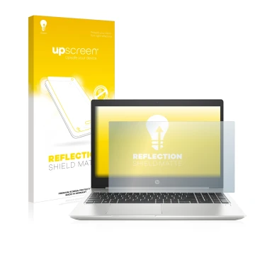 Parte frontale di una confezione del prodotto con il logo del marchio upscreen. Accanto è raffigurato il dispositivo HP ProBoo