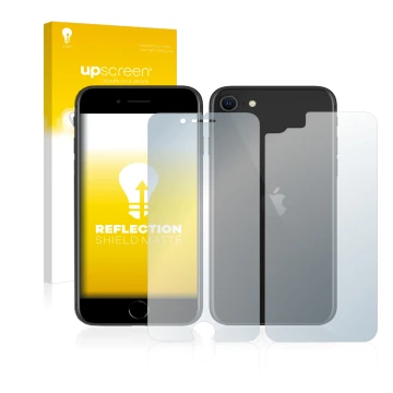 Parte frontale di una confezione del prodotto con il logo del marchio upscreen. Accanto è raffigurato il dispositivo Apple iPh