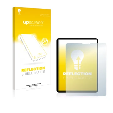 Parte frontale di una confezione del prodotto con il logo del marchio upscreen. Accanto è raffigurato il dispositivo Apple iPa