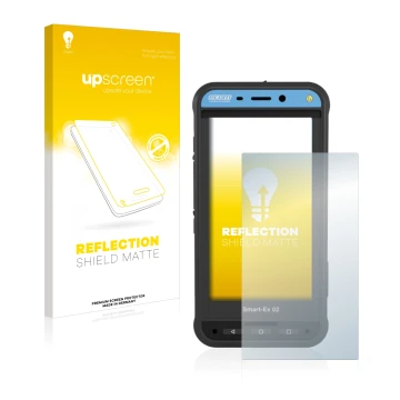 Parte frontale di una confezione del prodotto con il logo del marchio upscreen. Accanto è raffigurato il dispositivo Ecom Smar