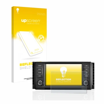 Parte frontale di una confezione del prodotto con il logo del marchio upscreen. Accanto è raffigurato il dispositivo Seat Leon