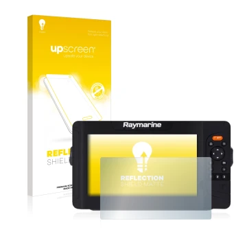 Parte frontale di una confezione del prodotto con il logo del marchio upscreen. Accanto è raffigurato il dispositivo Raymarine