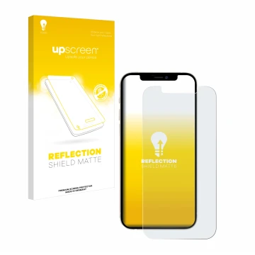 Parte frontale di una confezione del prodotto con il logo del marchio upscreen. Accanto è raffigurato il dispositivo Apple iPh