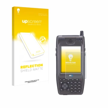 Parte frontale di una confezione del prodotto con il logo del marchio upscreen. Accanto è raffigurato il dispositivo M3 Mobile