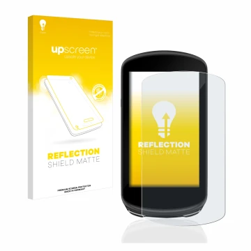 Parte frontale di una confezione del prodotto con il logo del marchio upscreen. Accanto è raffigurato il dispositivo Garmin Ed