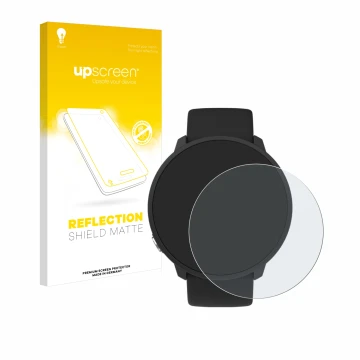 Parte frontale di una confezione del prodotto con il logo del marchio upscreen. Accanto è raffigurato il dispositivo Polar Uni