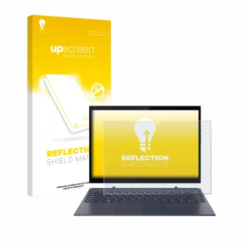 Parte frontale di una confezione del prodotto con il logo del marchio upscreen. Accanto è raffigurato il dispositivo Lenovo Yo