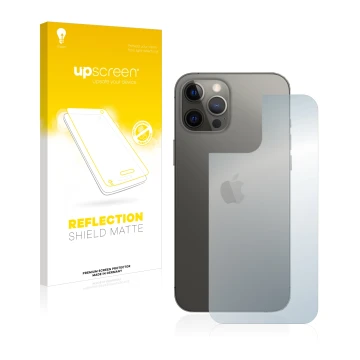 Parte frontale di una confezione del prodotto con il logo del marchio upscreen. Accanto è raffigurato il dispositivo Apple iPh
