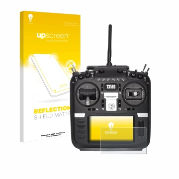 Parte frontale di una confezione del prodotto con il logo del marchio upscreen. Accanto è raffigurato il dispositivo Radiomast