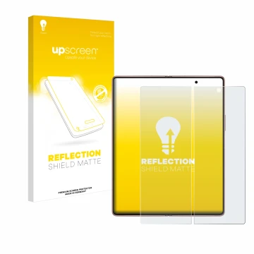 Parte frontale di una confezione del prodotto con il logo del marchio upscreen. Accanto è raffigurato il dispositivo Samsung G