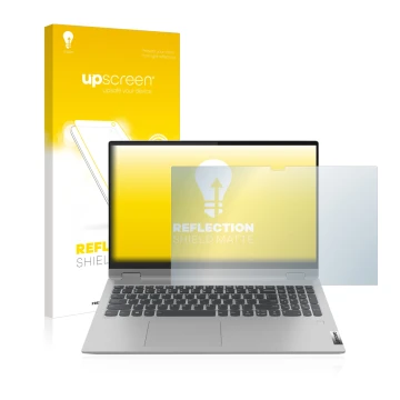 Parte frontale di una confezione del prodotto con il logo del marchio upscreen. Accanto è raffigurato il dispositivo Lenovo Id