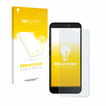 Parte frontale di una confezione del prodotto con il logo del marchio upscreen. Accanto è raffigurato il dispositivo Fairphone