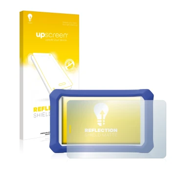 Parte frontale di una confezione del prodotto con il logo del marchio upscreen. Accanto è raffigurato il dispositivo Clementon