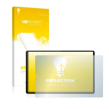 Parte frontale di una confezione del prodotto con il logo del marchio upscreen. Accanto è raffigurato il dispositivo Lenovo Ta