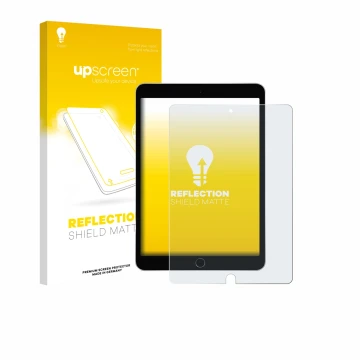 Parte frontale di una confezione del prodotto con il logo del marchio upscreen. Accanto è raffigurato il dispositivo Apple iPa