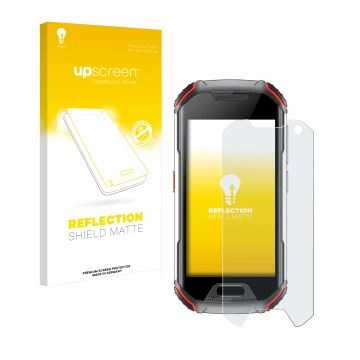 Parte frontale di una confezione del prodotto con il logo del marchio upscreen. Accanto è raffigurato il dispositivo Unihertz 