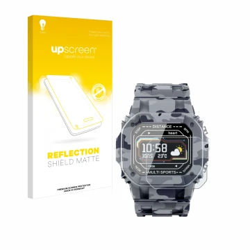 Parte frontale di una confezione del prodotto con il logo del marchio upscreen. Accanto è raffigurato il dispositivo JAY-tech 