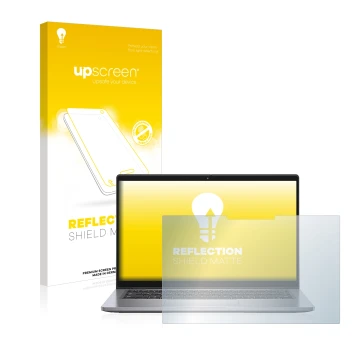 Parte frontale di una confezione del prodotto con il logo del marchio upscreen. Accanto è raffigurato il dispositivo Dell Lati