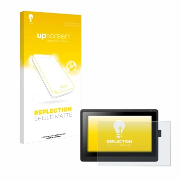 Parte frontale di una confezione del prodotto con il logo del marchio upscreen. Accanto è raffigurato il dispositivo Wacom Cin