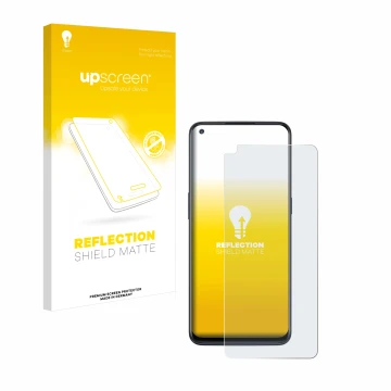 Parte frontale di una confezione del prodotto con il logo del marchio upscreen. Accanto è raffigurato il dispositivo OnePlus N