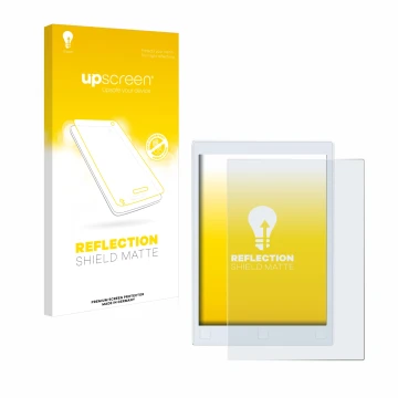 Parte frontale di una confezione del prodotto con il logo del marchio upscreen. Accanto è raffigurato il dispositivo reMarkabl