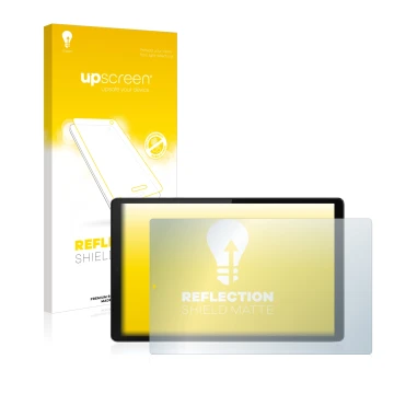 Parte frontale di una confezione del prodotto con il logo del marchio upscreen. Accanto è raffigurato il dispositivo Lenovo Ta