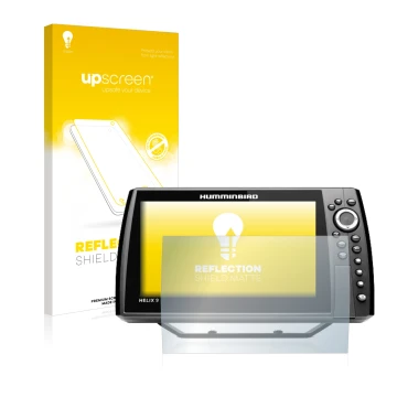 Parte frontale di una confezione del prodotto con il logo del marchio upscreen. Accanto è raffigurato il dispositivo Humminbir