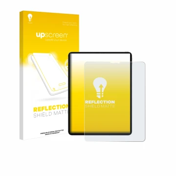 Parte frontale di una confezione del prodotto con il logo del marchio upscreen. Accanto è raffigurato il dispositivo Apple iPa