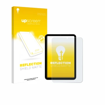 Parte frontale di una confezione del prodotto con il logo del marchio upscreen. Accanto è raffigurato il dispositivo Apple iPa