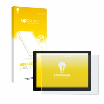 Parte frontale di una confezione del prodotto con il logo del marchio upscreen. Accanto è raffigurato il dispositivo Microsoft