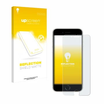 Parte frontale di una confezione del prodotto con il logo del marchio upscreen. Accanto è raffigurato il dispositivo Apple iPh