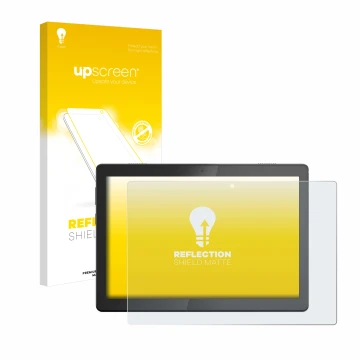 Parte frontale di una confezione del prodotto con il logo del marchio upscreen. Accanto è raffigurato il dispositivo Lenovo Ta