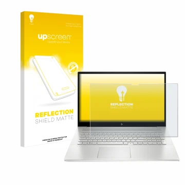 Parte frontale di una confezione del prodotto con il logo del marchio upscreen. Accanto è raffigurato il dispositivo HP Envy 1