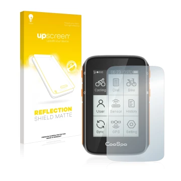 Parte frontale di una confezione del prodotto con il logo del marchio upscreen. Accanto è raffigurato il dispositivo CooSpo BC