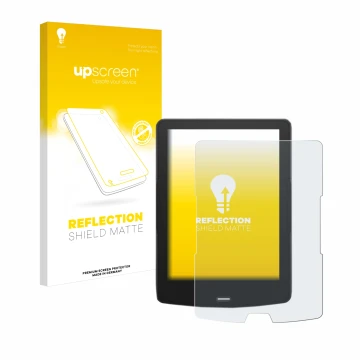 Parte frontale di una confezione del prodotto con il logo del marchio upscreen. Accanto è raffigurato il dispositivo inkBOOK C