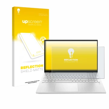 Parte frontale di una confezione del prodotto con il logo del marchio upscreen. Accanto è raffigurato il dispositivo HP Pavili