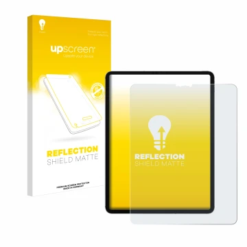 Parte frontale di una confezione del prodotto con il logo del marchio upscreen. Accanto è raffigurato il dispositivo Apple iPa