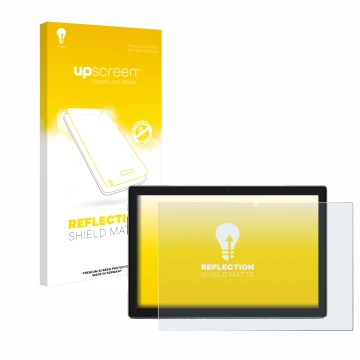 Parte frontale di una confezione del prodotto con il logo del marchio upscreen. Accanto è raffigurato il dispositivo Blackview