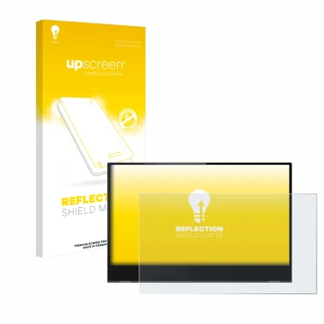 Parte frontale di una confezione del prodotto con il logo del marchio upscreen. Accanto è raffigurato il dispositivo Lenovo Th