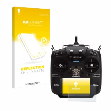 Parte frontale di una confezione del prodotto con il logo del marchio upscreen. Accanto è raffigurato il dispositivo Robbe Fut