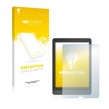 Parte frontale di una confezione del prodotto con il logo del marchio upscreen. Accanto è raffigurato il dispositivo Boox Nova