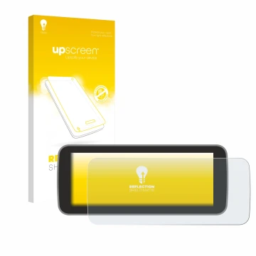 Parte frontale di una confezione del prodotto con il logo del marchio upscreen. Accanto è raffigurato il dispositivo Fiat 500 