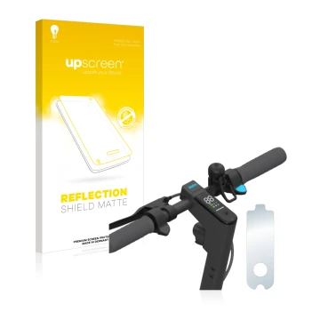 Parte frontale di una confezione del prodotto con il logo del marchio upscreen. Accanto è raffigurato il dispositivo Segway Ni