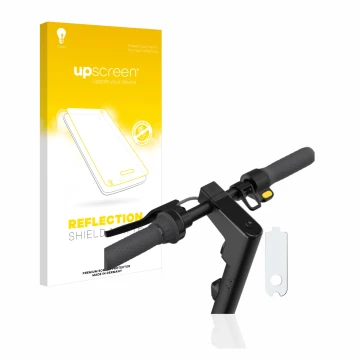 Parte frontale di una confezione del prodotto con il logo del marchio upscreen. Accanto è raffigurato il dispositivo Segway Ni