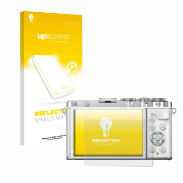 Parte frontale di una confezione del prodotto con il logo del marchio upscreen. Accanto è raffigurato il dispositivo Olympus P