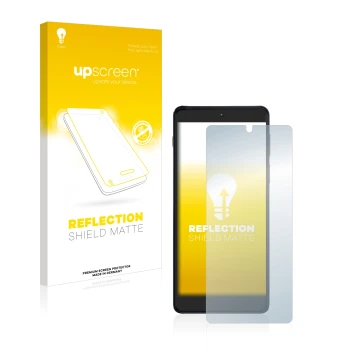 Parte frontale di una confezione del prodotto con il logo del marchio upscreen. Accanto è raffigurato il dispositivo Motorola 