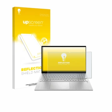 Parte frontale di una confezione del prodotto con il logo del marchio upscreen. Accanto è raffigurato il dispositivo HP Pavili
